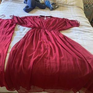 Absolutely stunning deep red two piece dress.